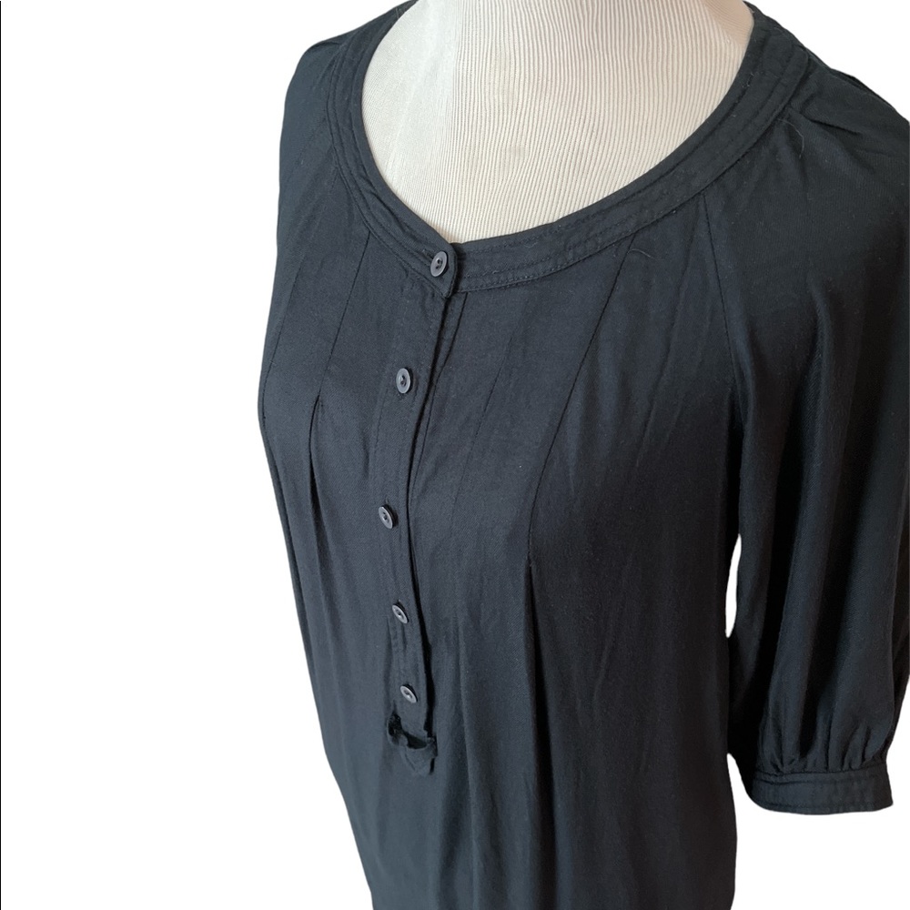 SANDRO black vintage button front cotton blend shift dress size 2 - Picture 3 of 9